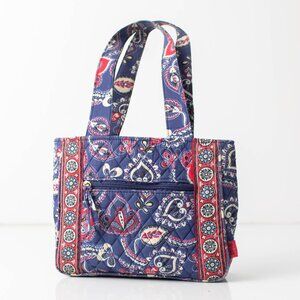 MaggiB Blue Red Quilted Bag Purse Tote Handbag